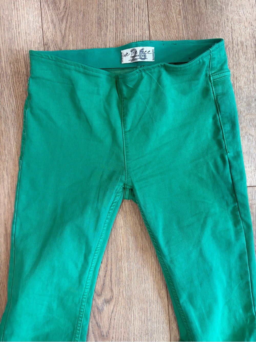 We The Free Free People Green Pull On Flare Pants Size 26 Stretch Boho - Picture 3 of 8
